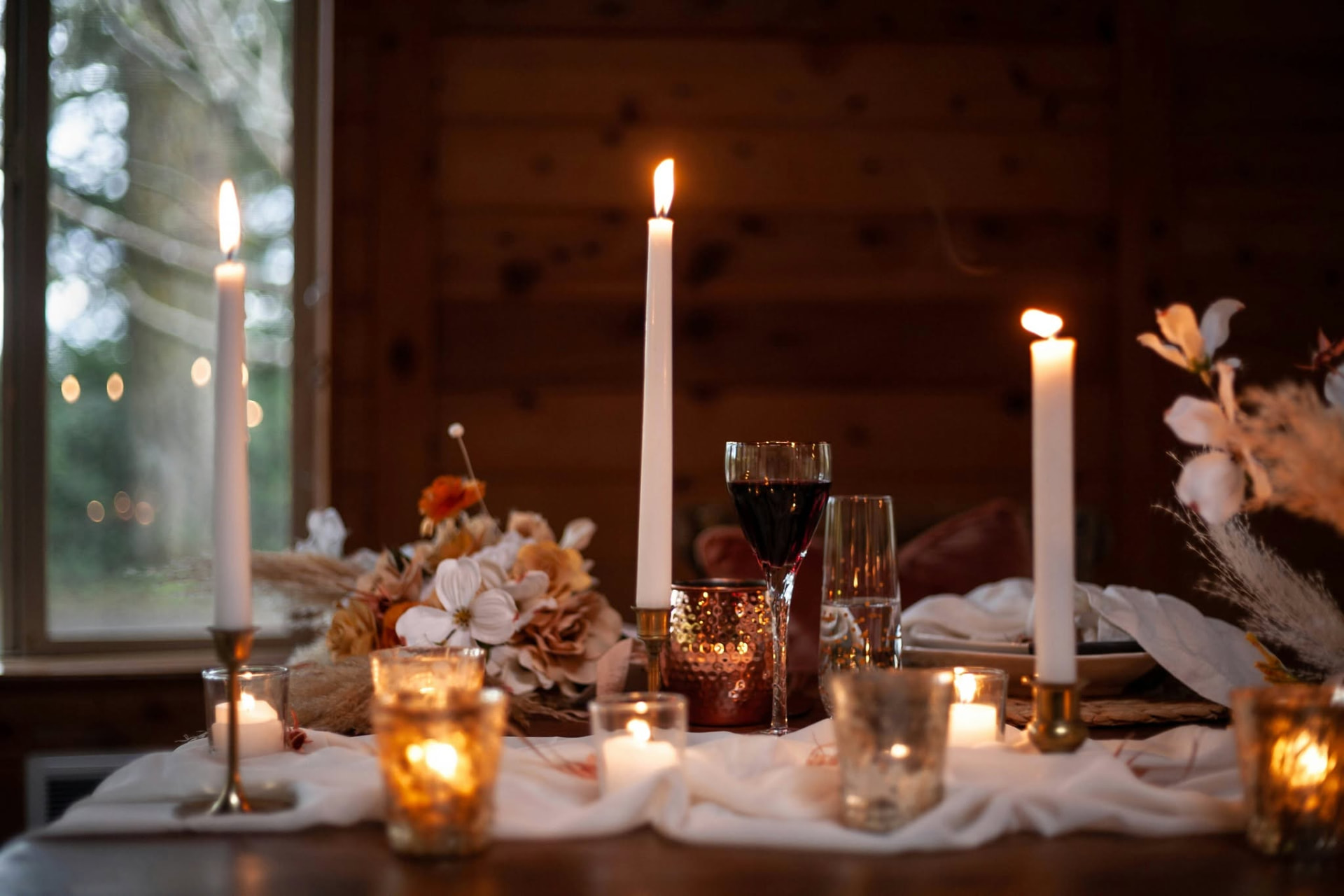 Elegant waterfront dinner on a Chesapeake Bay estate at sunset